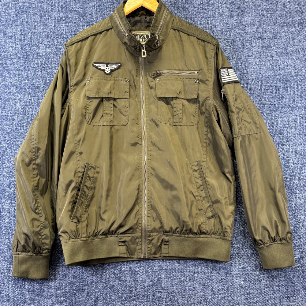 Civil Sektor Bomber Jacket Mens XL Olive Green Polyester Regular Fit Gorpcore